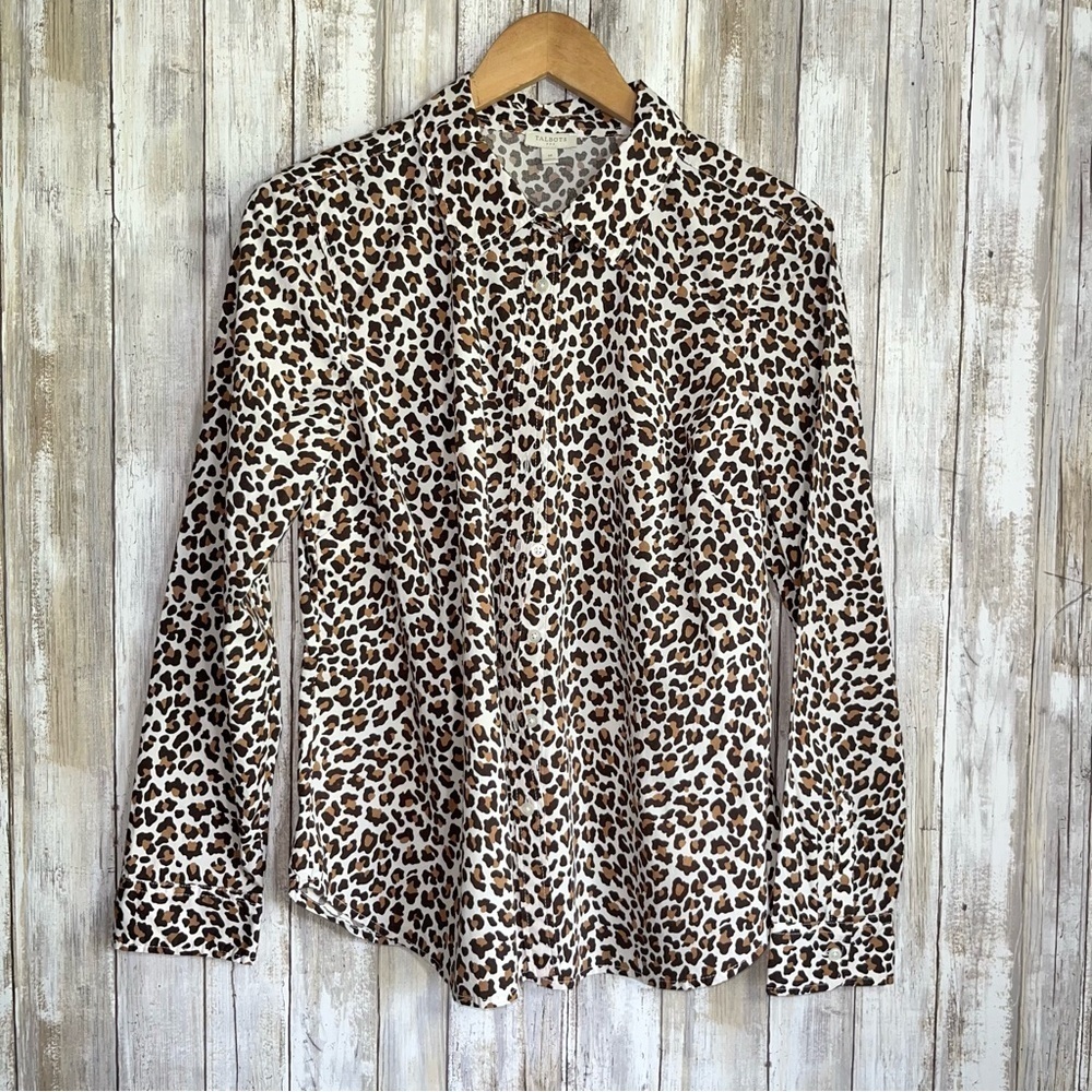 Talbots Leopard Print Cotton Button Down - Picture 1 of 5